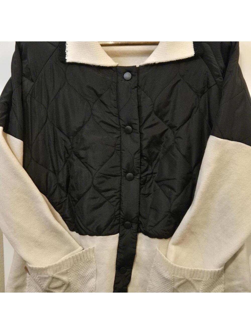 Boutique Colorblock Quilted Fleece Hybrid Jacket Oversized